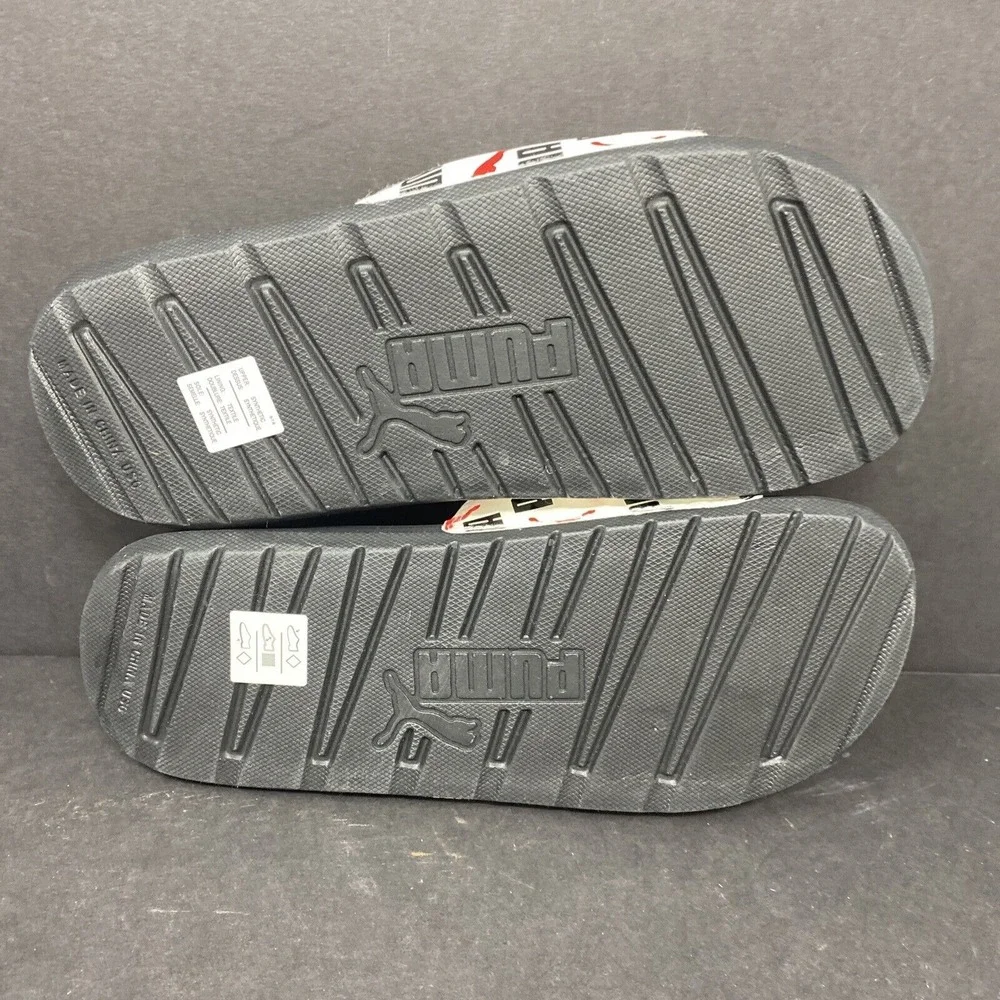 Puma Junior Size 7 Cool Cat Bold Boys BX JR Slide Sandals White Black Red Kid 7C